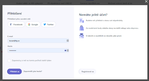 Přihlášení uživatele