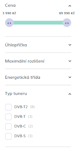 Vertikální filtrování produktů