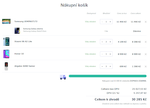 Nákupní košík – 1. krok