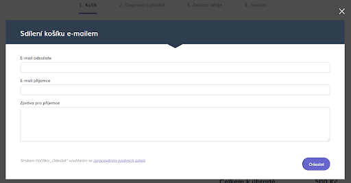 Sdílení košíku e-mailem