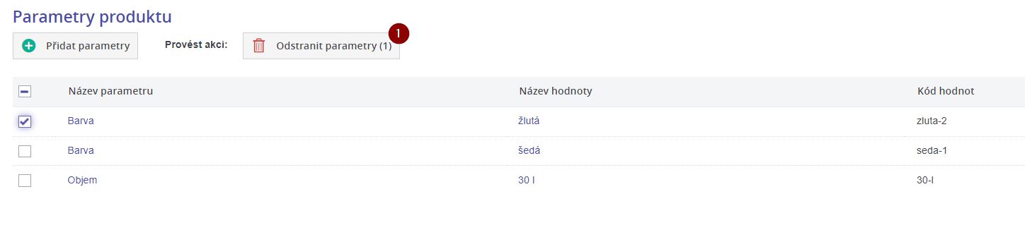Odstraneni parametru
