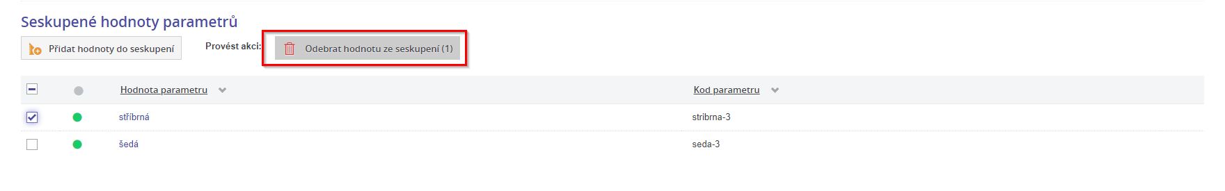 Odebrani seskupene hodnoty