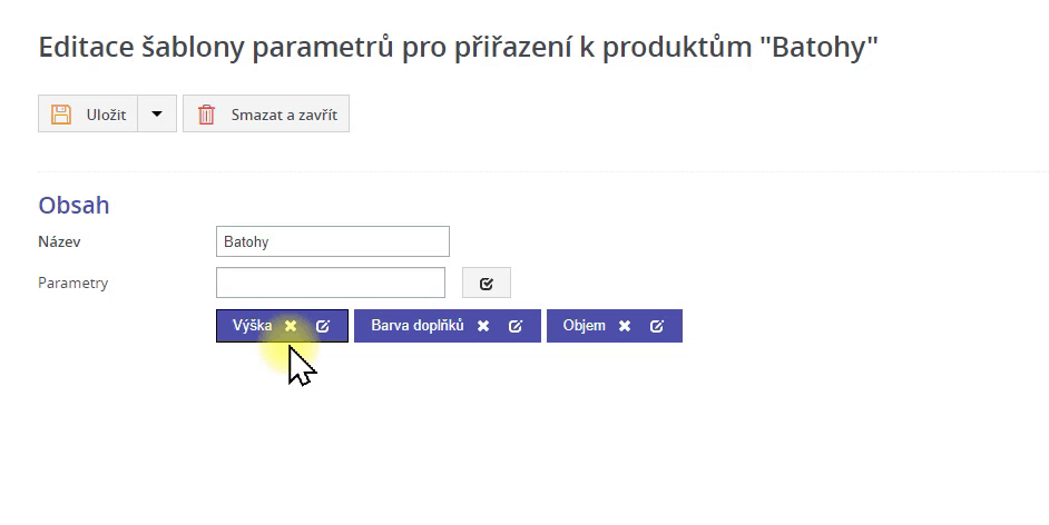 Sablony sprava parametru