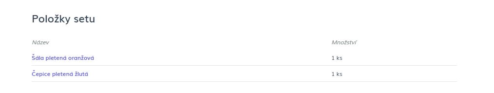 Polozky setu