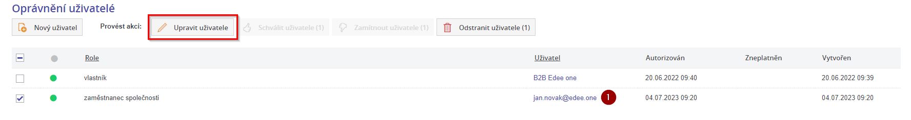 Upravit uzivatele firmy