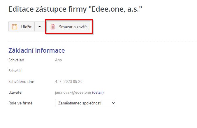 Smazani uzivatele firmy