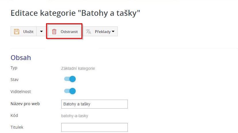 Odstraneni kategorie