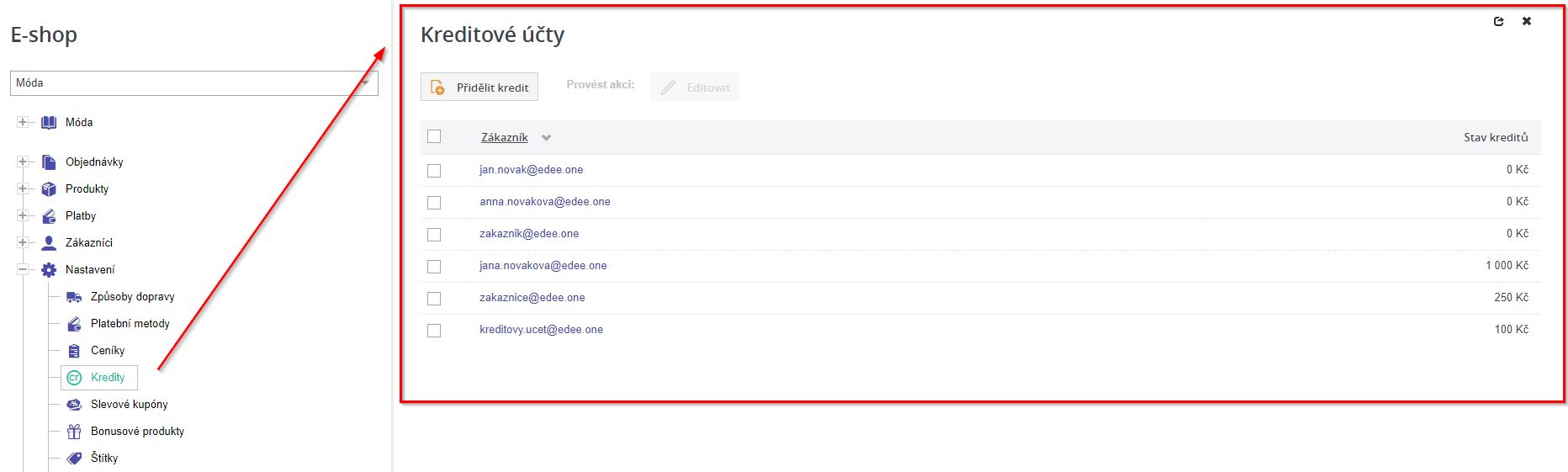 Vypis kreditovych uctu