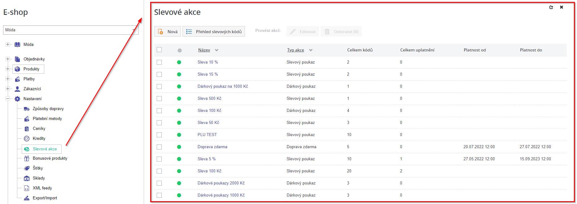 Vypis slevovych akci