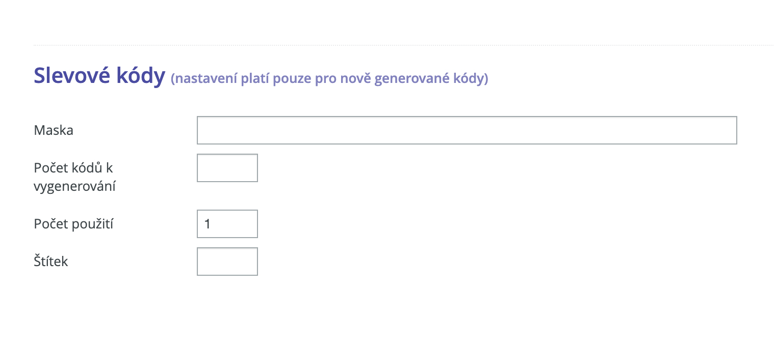 Generovani slevovych kodu