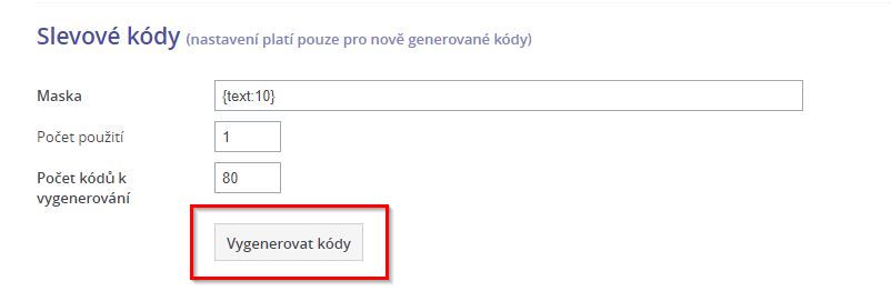 Generovani slevovych kodu