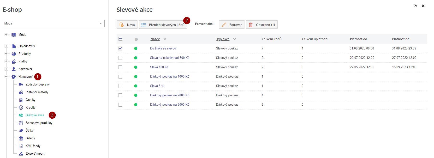 Prehled slevovych kodu