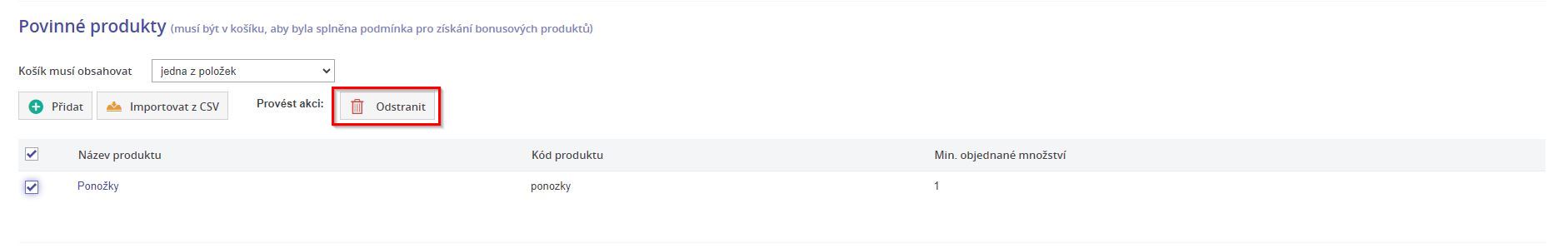 Odstraneni povinneho produktu